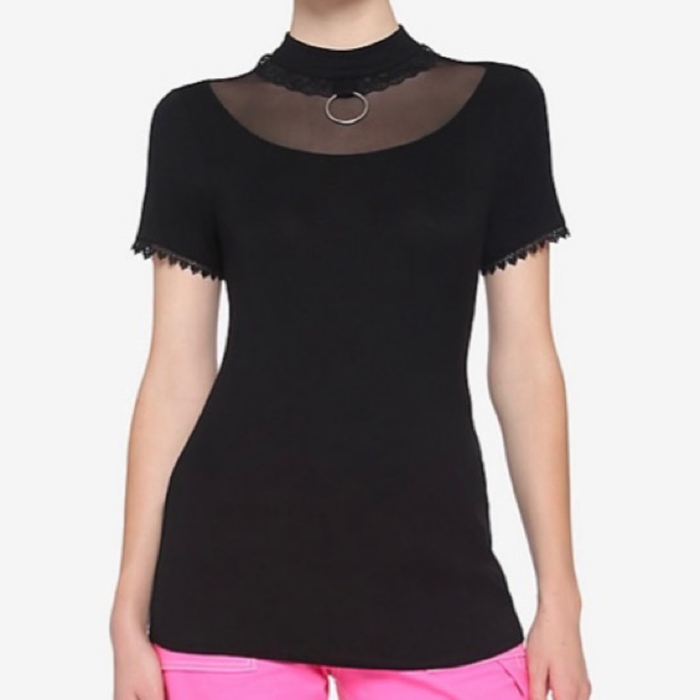 O-Ring Black Mesh Top